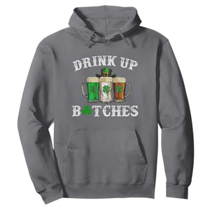Funny St Patrick's Day Irish Beer Drinking Hoodie Drink Up Bitches Ireland Flag TS11 Charcoal Print Your Wear