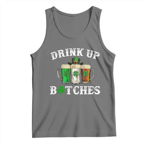 Funny St Patrick's Day Irish Beer Drinking Tank Top Drink Up Bitches Ireland Flag TS11 Black Heather Print Your Wear
