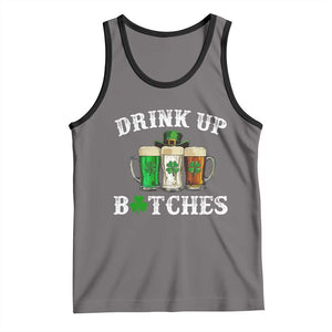 Funny St Patrick's Day Irish Beer Drinking Tank Top Drink Up Bitches Ireland Flag TS11 Deep Heather Black Print Your Wear