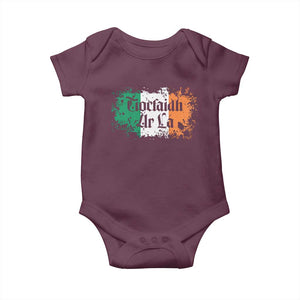 Tiocfaidh Ar La Baby Onesie Vintage Irish Ireland Flag TS11 Maroon Print Your Wear