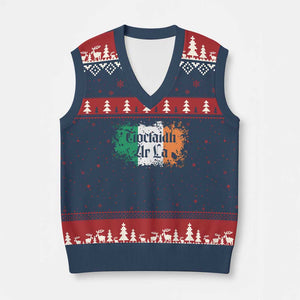 Tiocfaidh Ar La V-Neck Knit Sweater Vest Vintage Irish Ireland Flag TS11 Navy Red Print Your Wear