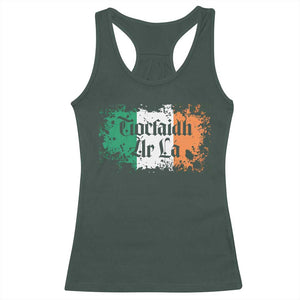 Tiocfaidh Ar La Racerback Tank Top Vintage Irish Ireland Flag TS11 Dark Forest Green Print Your Wear