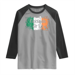Tiocfaidh Ar La Raglan Shirt Vintage Irish Ireland Flag TS11 Sport Gray Black Print Your Wear