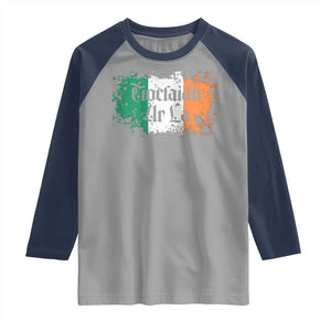 Tiocfaidh Ar La Raglan Shirt Vintage Irish Ireland Flag TS11 Sport Gray Navy Print Your Wear