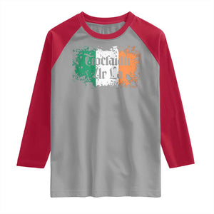 Tiocfaidh Ar La Raglan Shirt Vintage Irish Ireland Flag TS11 Sport Gray Red Print Your Wear