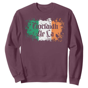 Tiocfaidh Ar La Sweatshirt Vintage Irish Ireland Flag TS11 Maroon Print Your Wear
