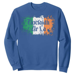 Tiocfaidh Ar La Sweatshirt Vintage Irish Ireland Flag TS11 Royal Blue Print Your Wear