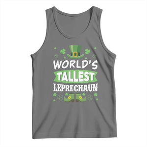 Funny World's Tallest Leprechaun St Patrick's Day Tank Top Shamrock TS11 Black Heather Print Your Wear