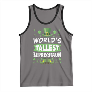 Funny World's Tallest Leprechaun St Patrick's Day Tank Top Shamrock TS11 Deep Heather Black Print Your Wear