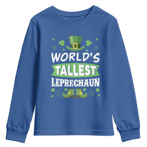 Funny World's Tallest Leprechaun St Patrick's Day Youth Sweatshirt Shamrock TS11 Royal Blue Print Your Wear