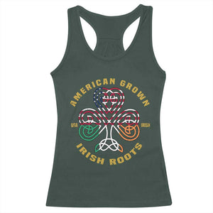 American Grown With Irish Roots Racerback Tank Top Irish American Shamrock TS11 Dark Forest Green Print Your Wear