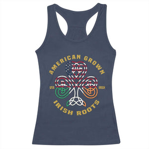 American Grown With Irish Roots Racerback Tank Top Irish American Shamrock TS11 Navy Print Your Wear