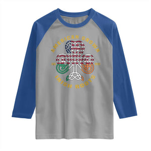 American Grown With Irish Roots Raglan Shirt Irish American Shamrock TS11 Sport Gray Royal Print Your Wear