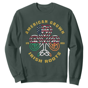 American Grown With Irish Roots Sweatshirt Irish American Shamrock TS11 Dark Forest Green Print Your Wear