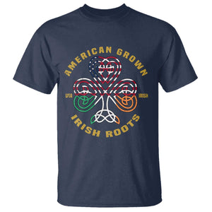 American Grown With Irish Roots T Shirt Irish American Shamrock TS11 Navy Print Your Wear