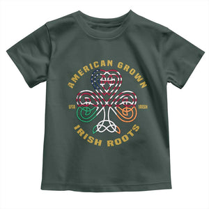 American Grown With Irish Roots Toddler T Shirt Irish American Shamrock TS11 Dark Forest Green Print Your Wear