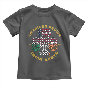 American Grown With Irish Roots Toddler T Shirt Irish American Shamrock TS11 Dark Heather Print Your Wear