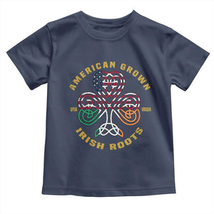 American Grown With Irish Roots Toddler T Shirt Irish American Shamrock TS11 Navy Print Your Wear
