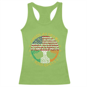 American Grown With Irish Roots Racerback Tank Top Irish American Tree TS11 Lime Print Your Wear