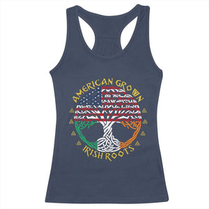 American Grown With Irish Roots Racerback Tank Top Irish American Tree TS11 Navy Print Your Wear