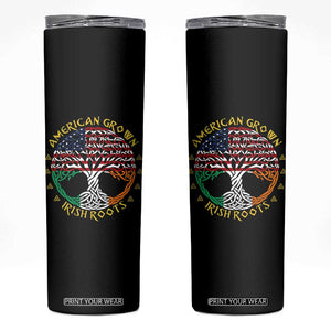American Grown With Irish Roots Skinny Tumbler Irish American Tree TS11 Black Print Your Wear