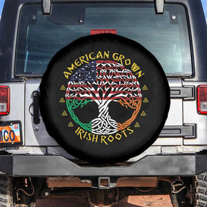 American Grown With Irish Roots Spare Tire Cover Irish American Tree TS11 No hole Black Print Your Wear