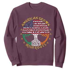 American Grown With Irish Roots Sweatshirt Irish American Tree TS11 Maroon Print Your Wear