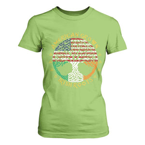 American Grown With Irish Roots T Shirt For Women Irish American Tree TS11 Lime Print Your Wear