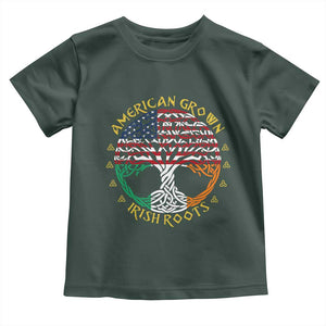 American Grown With Irish Roots Toddler T Shirt Irish American Tree TS11 Dark Forest Green Print Your Wear