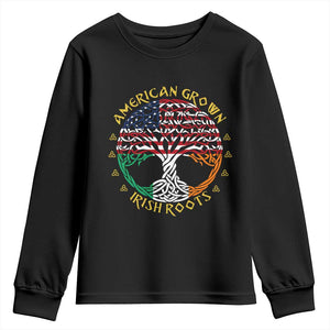 American Grown With Irish Roots Youth Sweatshirt Irish American Tree TS11 Black Print Your Wear