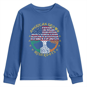 American Grown With Irish Roots Youth Sweatshirt Irish American Tree TS11 Royal Blue Print Your Wear