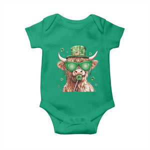 Funny St Patrick's Day Highland Cow Shamrock Baby Onesie TS11 Irish Green Print Your Wear