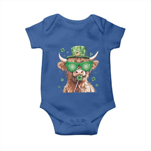 Funny St Patrick's Day Highland Cow Shamrock Baby Onesie TS11 Royal Blue Print Your Wear