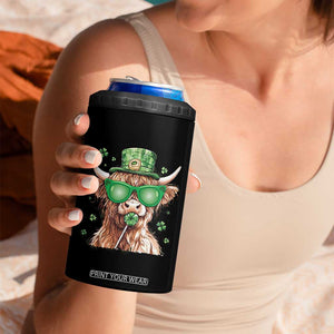 Funny St Patrick's Day Highland Cow Shamrock 4 in 1 Can Cooler Tumbler TS11 Print Your Wear
