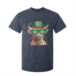 Funny St Patrick's Day Highland Cow Shamrock T Shirt For Kid TS11 Navy Print Your Wear
