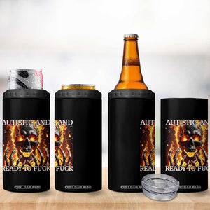 Funny Autistic Fire Skeleton 4 in 1 Can Cooler Tumbler Autism Humor Joke TS11 Print Your Wear