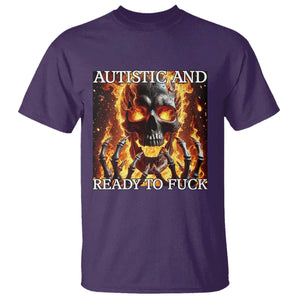 Funny Autistic Fire Skeleton T Shirt Autism Humor Joke TS11 Purple Print Your Wear