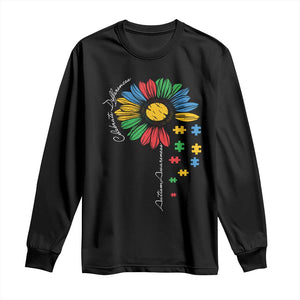 Autism Awareness Celebrate Differences Long Sleeve Shirt Sunflower Puzzle Pieces TS11 Black Print Your Wear