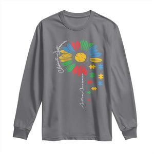 Autism Awareness Celebrate Differences Long Sleeve Shirt Sunflower Puzzle Pieces TS11 Charcoal Print Your Wear