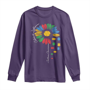 Autism Awareness Celebrate Differences Long Sleeve Shirt Sunflower Puzzle Pieces TS11 Purple Print Your Wear