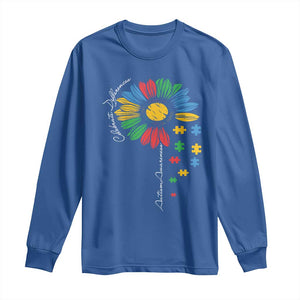 Autism Awareness Celebrate Differences Long Sleeve Shirt Sunflower Puzzle Pieces TS11 Royal Blue Print Your Wear