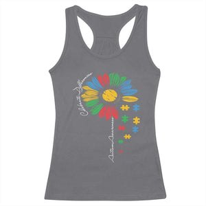Autism Awareness Celebrate Differences Racerback Tank Top Sunflower Puzzle Pieces TS11 Charcoal Print Your Wear