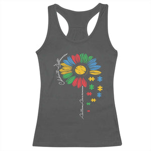 Autism Awareness Celebrate Differences Racerback Tank Top Sunflower Puzzle Pieces TS11 Dark Heather Print Your Wear