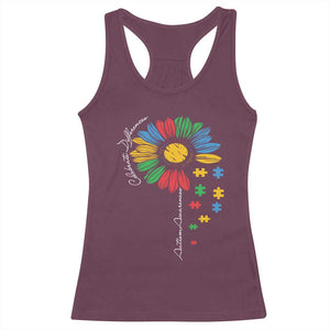 Autism Awareness Celebrate Differences Racerback Tank Top Sunflower Puzzle Pieces TS11 Maroon Print Your Wear