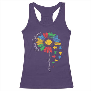 Autism Awareness Celebrate Differences Racerback Tank Top Sunflower Puzzle Pieces TS11 Purple Print Your Wear