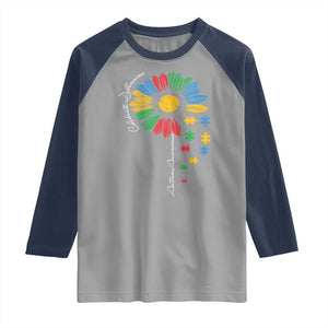 Autism Awareness Celebrate Differences Raglan Shirt Sunflower Puzzle Pieces TS11 Sport Gray Navy Print Your Wear
