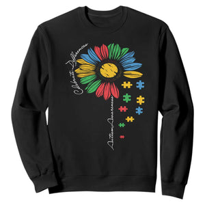Autism Awareness Celebrate Differences Sweatshirt Sunflower Puzzle Pieces TS11 Black Print Your Wear