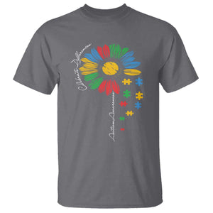 Autism Awareness Celebrate Differences T Shirt Sunflower Puzzle Pieces TS11 Charcoal Print Your Wear