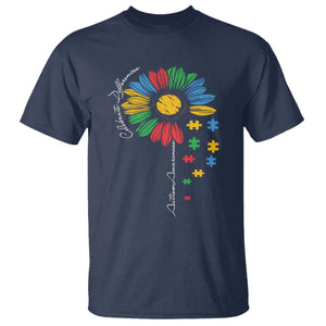 Autism Awareness Celebrate Differences T Shirt Sunflower Puzzle Pieces TS11 Navy Print Your Wear