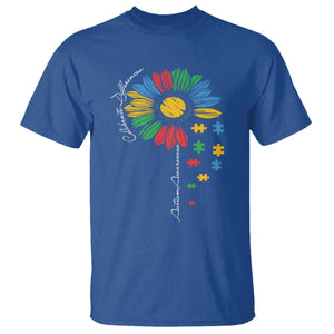 Autism Awareness Celebrate Differences T Shirt Sunflower Puzzle Pieces TS11 Royal Blue Print Your Wear